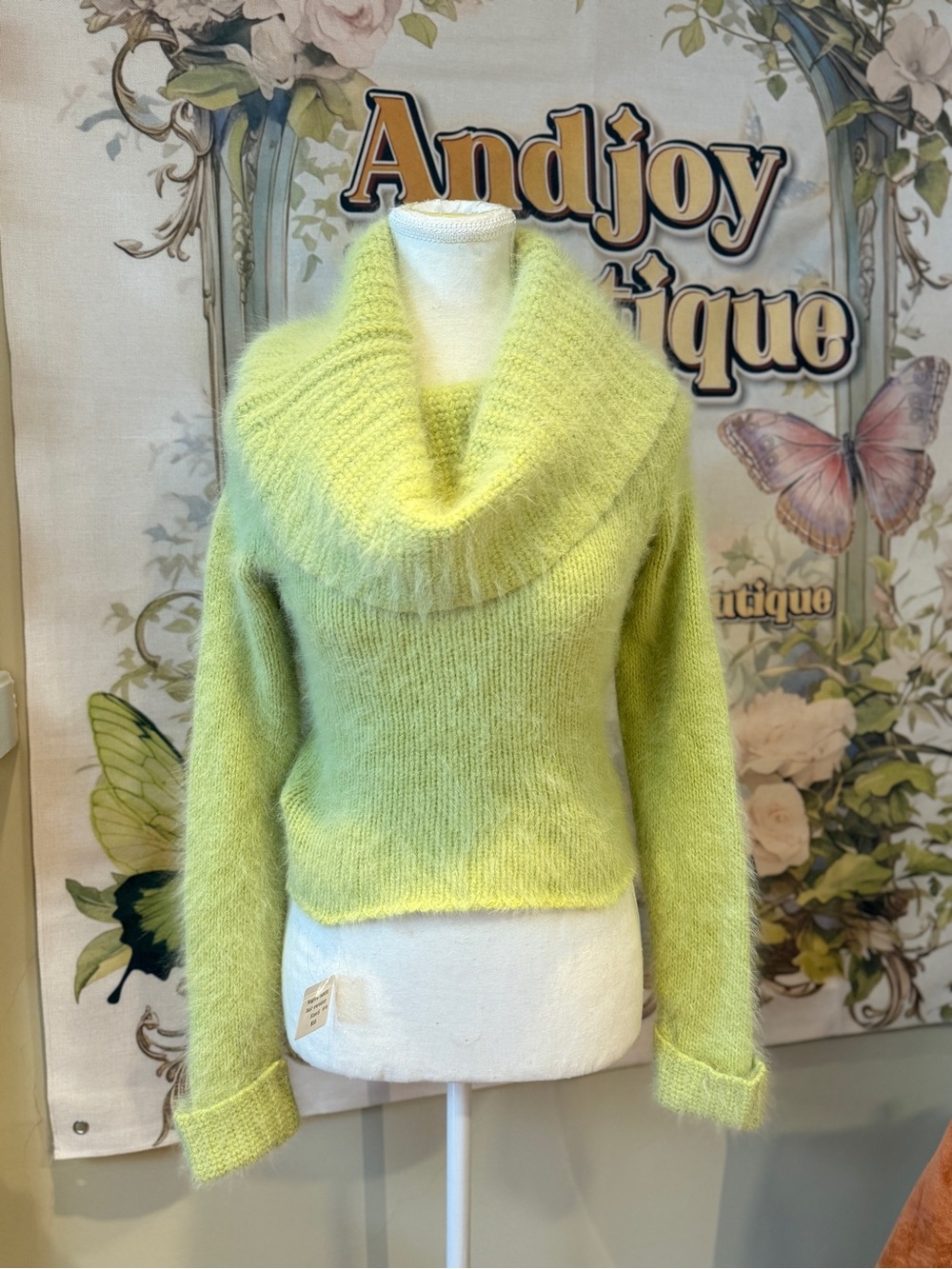 Angora Hair Lime Green Women’s Sweater - Picture 10 of 10